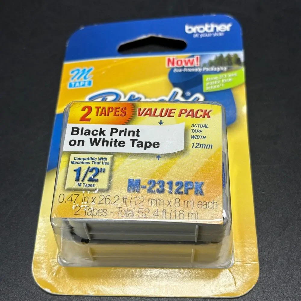 Brother Genuine P-touch M-2312PK Tape, 2 Pack, 1/2